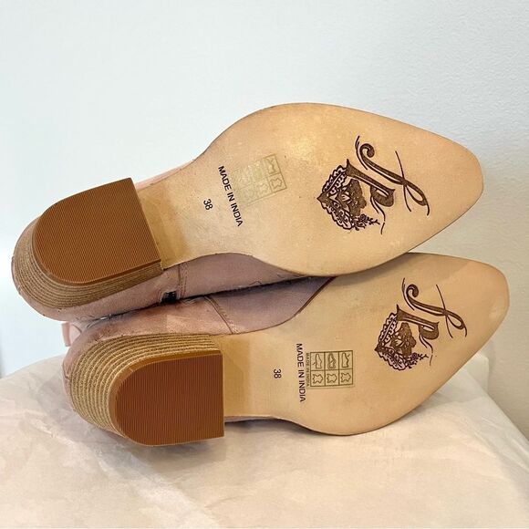 Free People Suede Embroidered Bowers Boots In Perfect Pink Size 7.5 (38) NIB - Picture 13 of 16